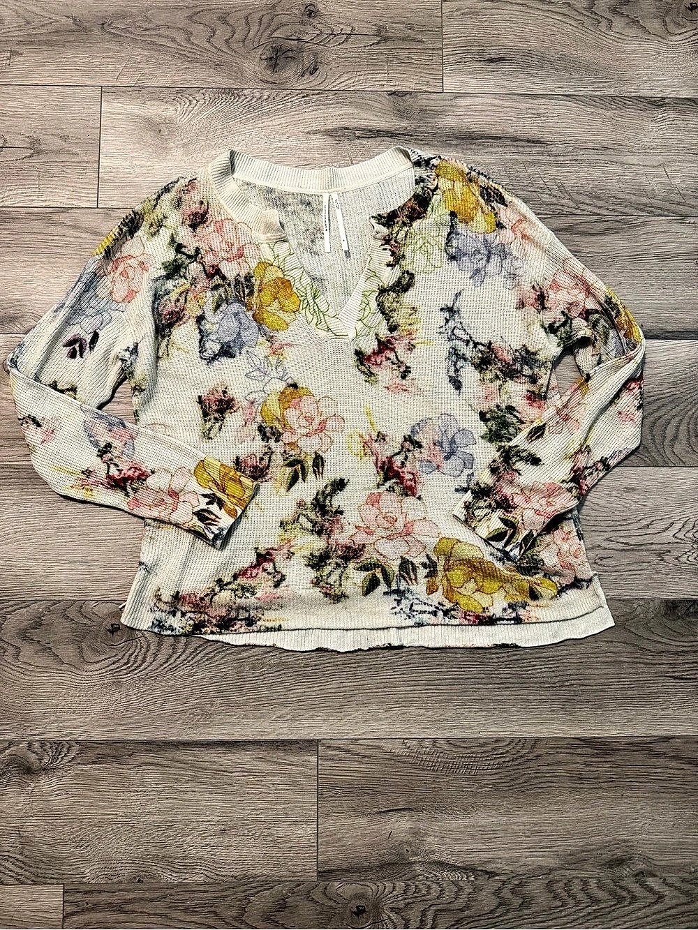 Anthropologie Floral Knit Sweater Size Medium Like New